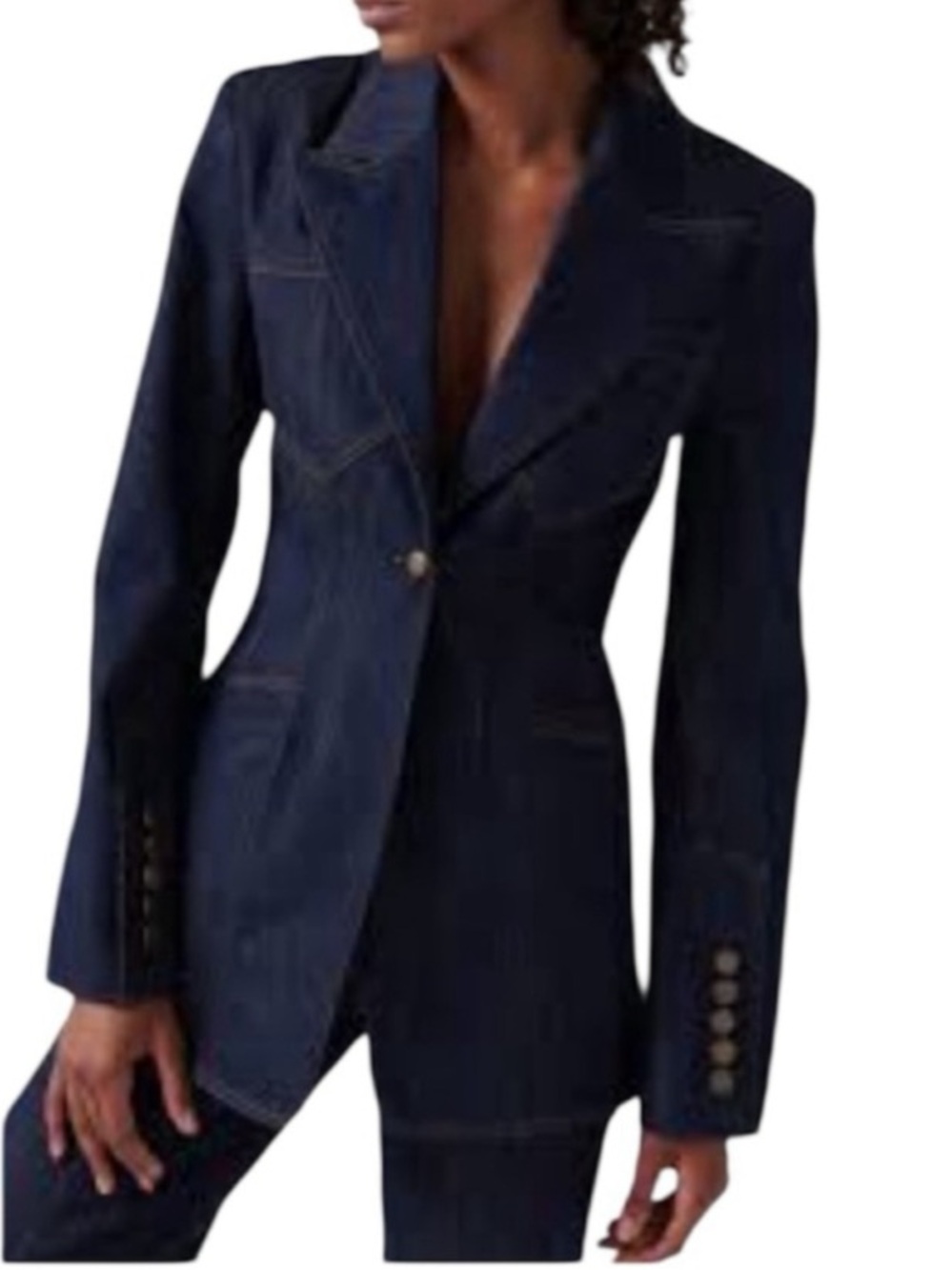 NWT Materiel Blue Structured Denim Blazer Size Extra Large